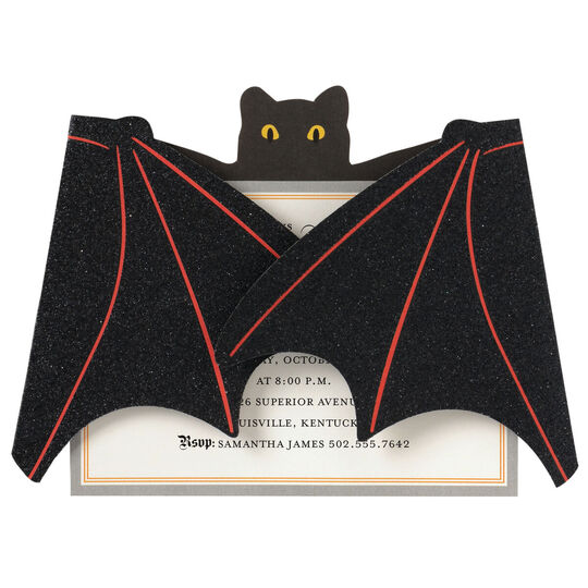 Bat Glittered Die-cut Invitations